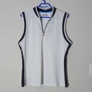 NWT Callaway Golf Women's Opti-Dri Sleeveless Quarter Zip Polo Shirt White XL